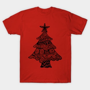 Christmas Tree Zentangle Design T-Shirt